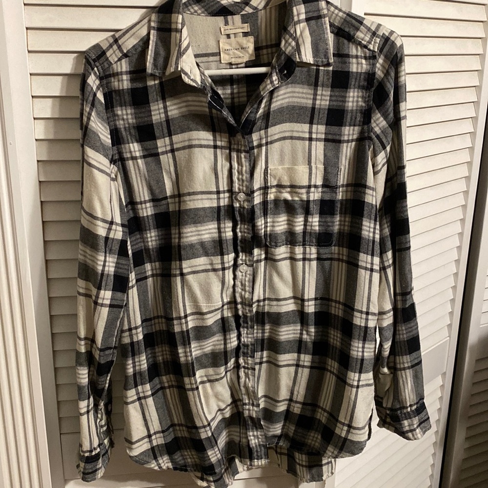 Black and white Boyfriend fit Flannel